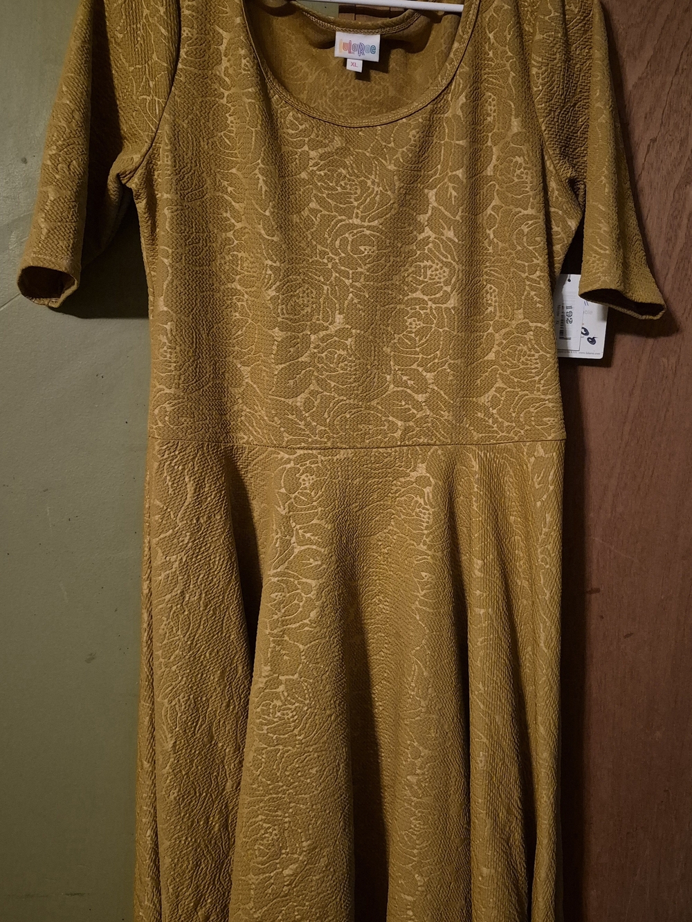 LuLaRoe Golden Mustard Textured Midi Dress New With Tags